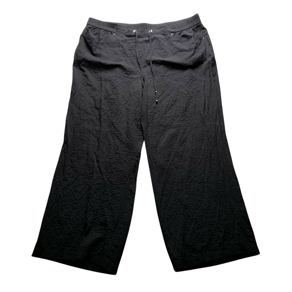 JM Collection Dress Pants Womens 3X Black Wide Leg Pull On Elastic Waist Casual
